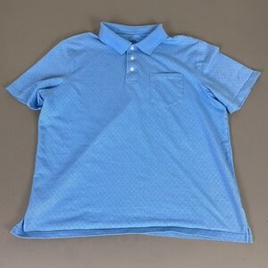 George Pocket Polo Shirt Mens XL Blue Performance Geometric Texture Short Sleeve